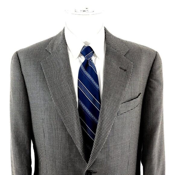 Joseph Abboud Textured Silk Wool 2 Button Sport Coat 40R Or Slim 42R Gray Check‎ - Picture 1 of 12